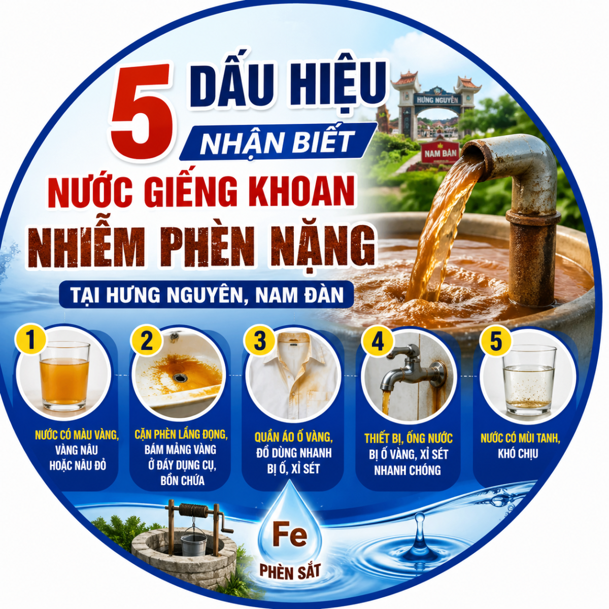 5 Dấu Hiệu Nhận Biết Nước Giếng Khoan Nhiễm Phèn Nặng Tại Hưng Nguyên, Nam Đàn