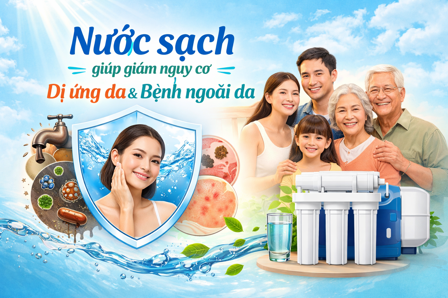 Nước sạch giúp giảm nguy cơ dị ứng da và bệnh ngoài da