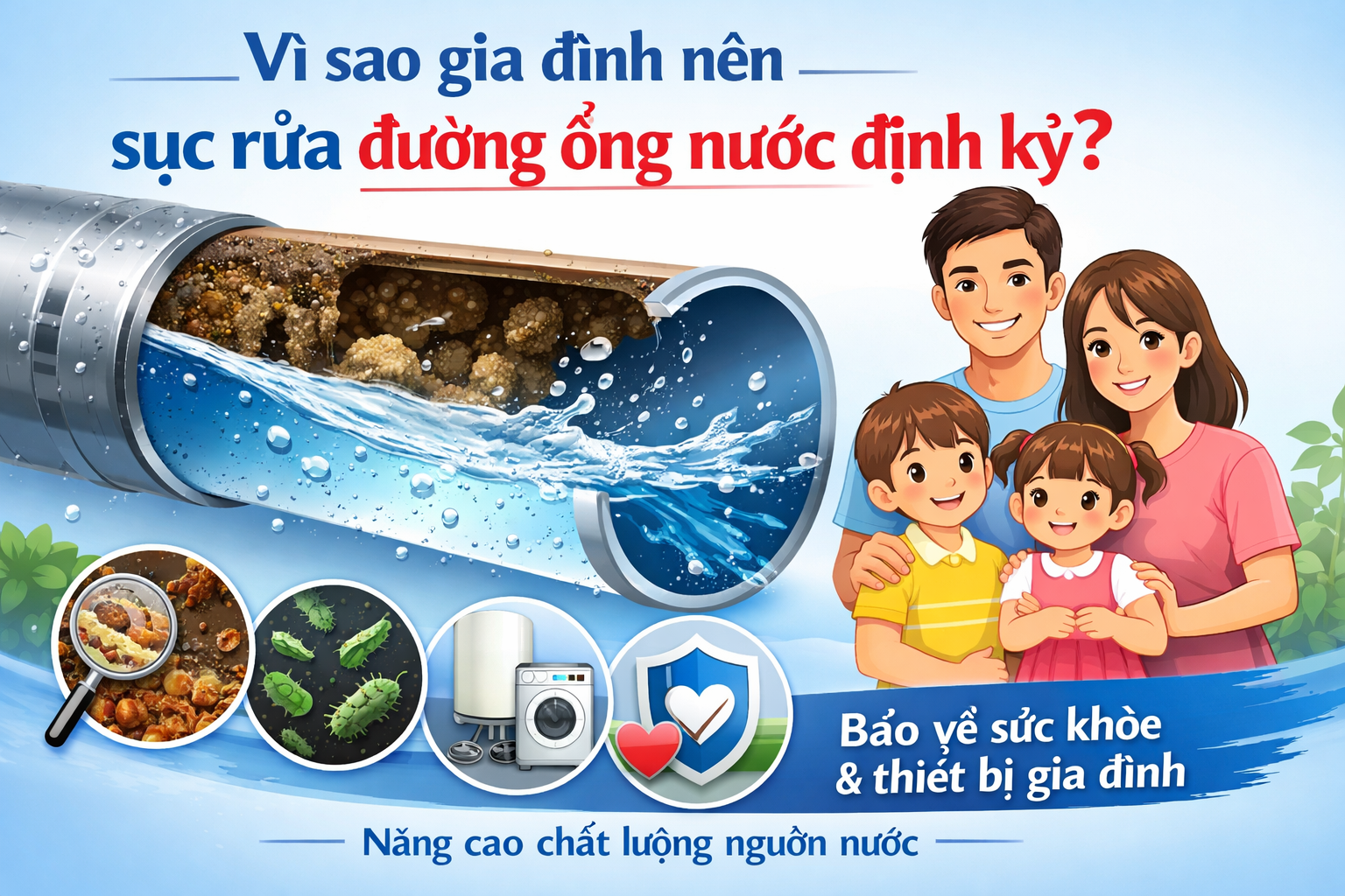 Vì sao gia đình nên sục rửa đường ống nước định kỳ?