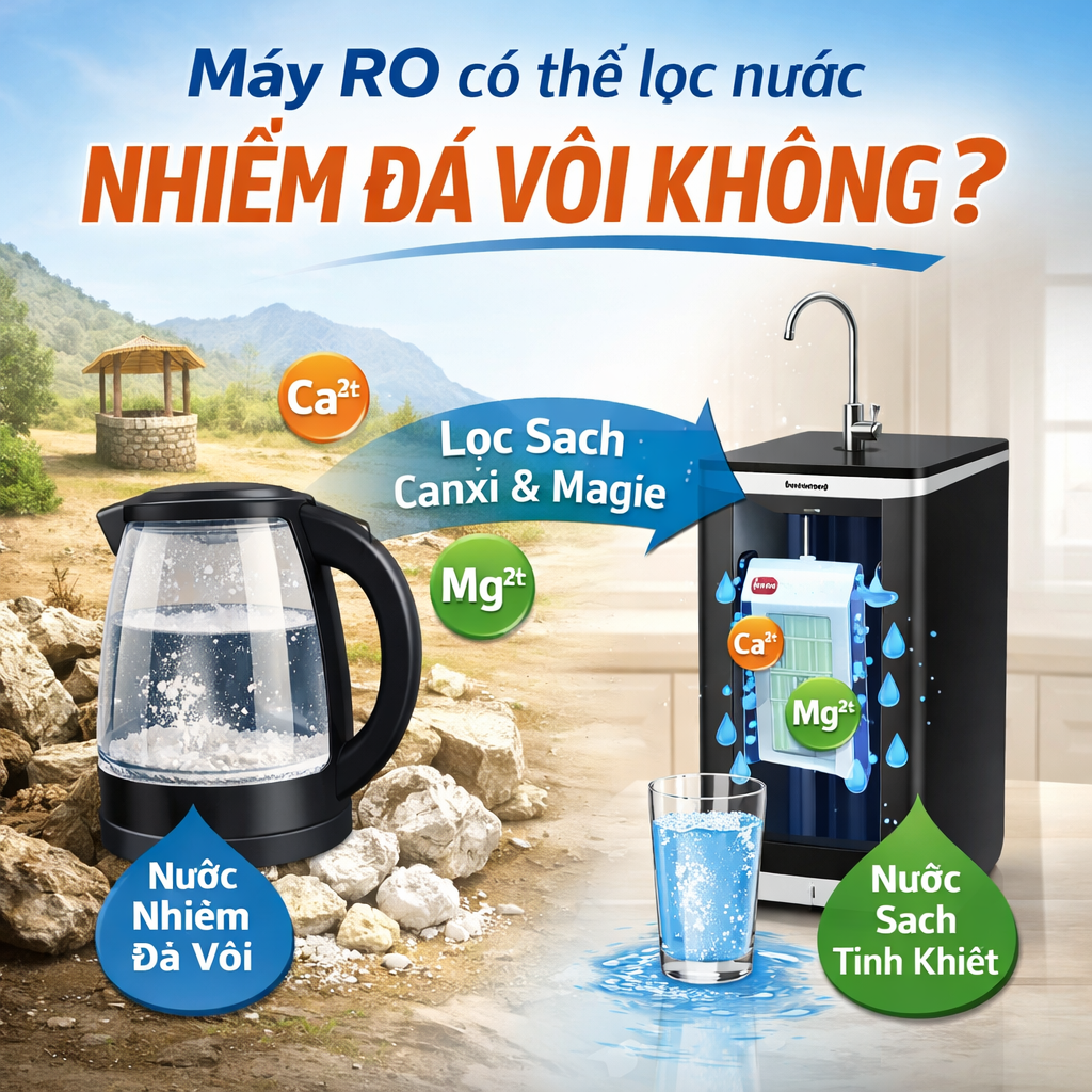 Máy RO có thể lọc nước nhiễm đá vôi không?