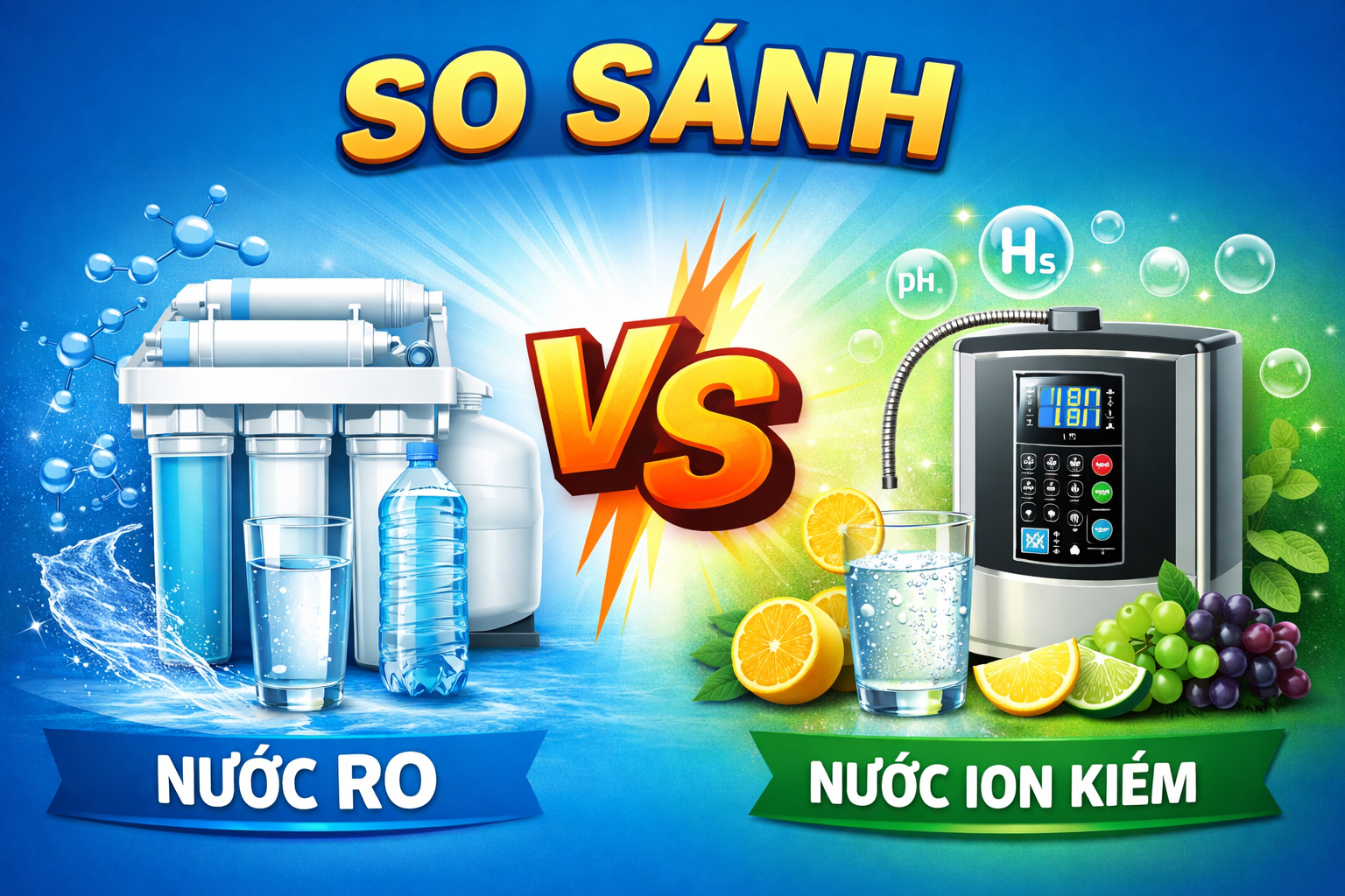 So sánh nước RO và nước ion kiềm khác nhau như thế nào?