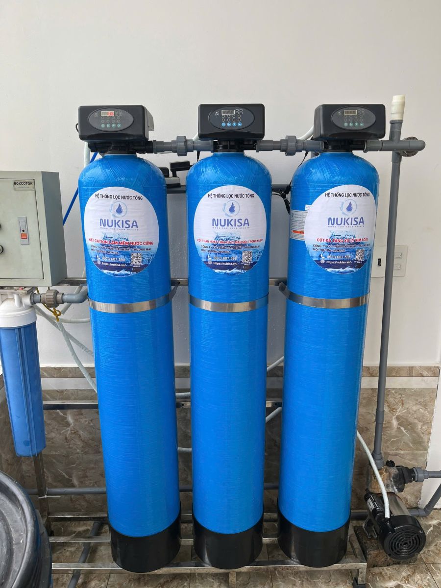 Lắp đặt hệ thống lọc tổng 3 cột van tự động cho bác Phúc - Diễn Thịnh
