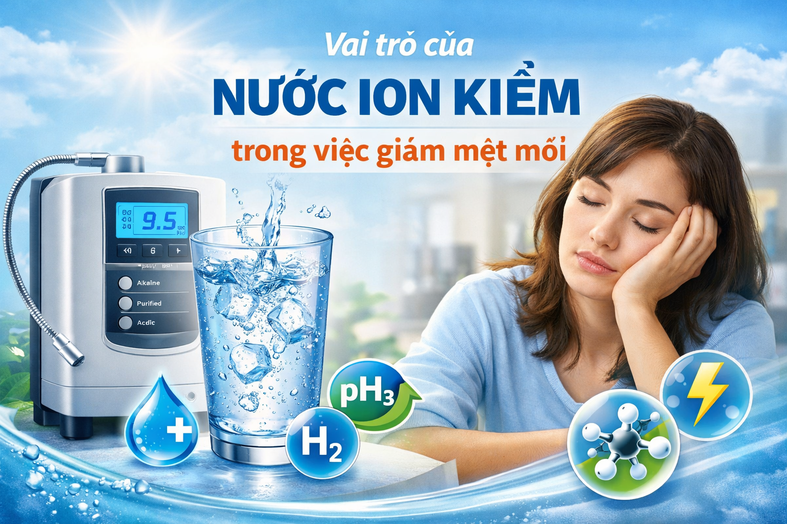 Vai trò của nước ion kiềm trong việc giảm mệt mỏi cho cơ thể