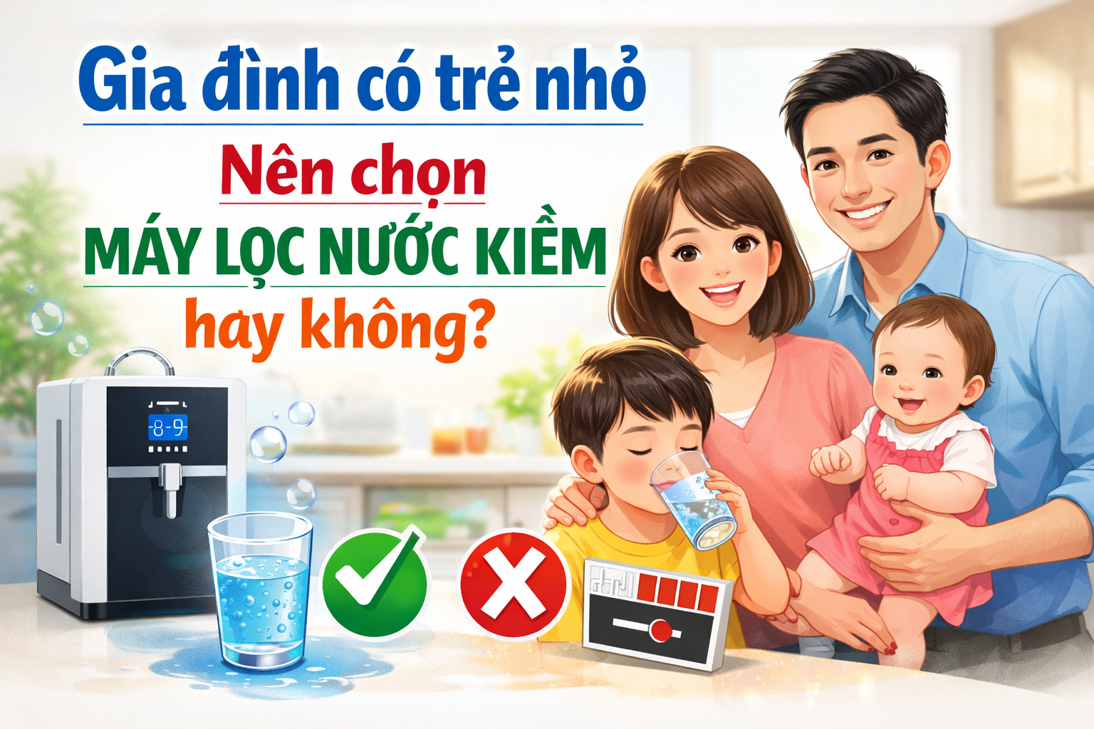 Gia đình có trẻ nhỏ nên chọn máy lọc nước kiềm hay không?