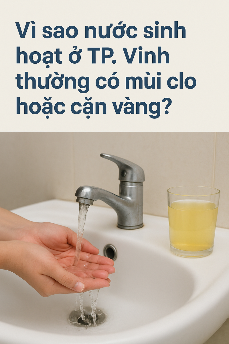 Vì sao nước sinh hoạt ở thành phố Vinh thường có mùi clo hoặc cặn vàng